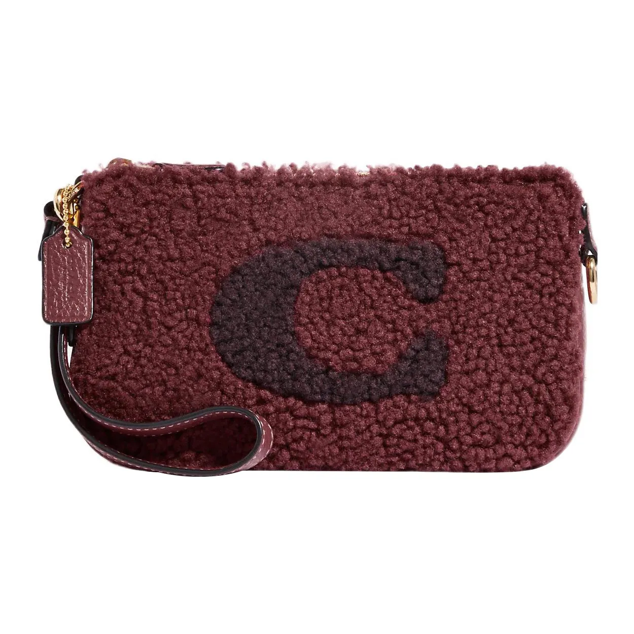COACH Nolita Shearling Leather Insert Shoulder Bag Portable Single Shoulder Clutch Small Women's Cherry Red