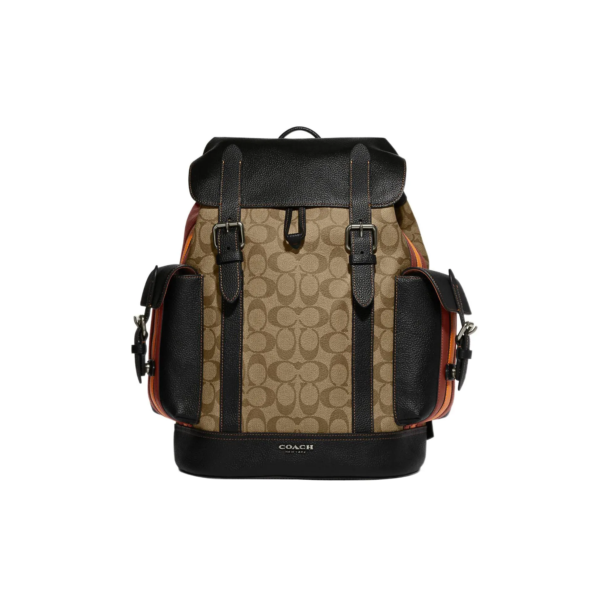 COACH Hudson Canvas With Leather Backpack Tubas Men's Brown & Black