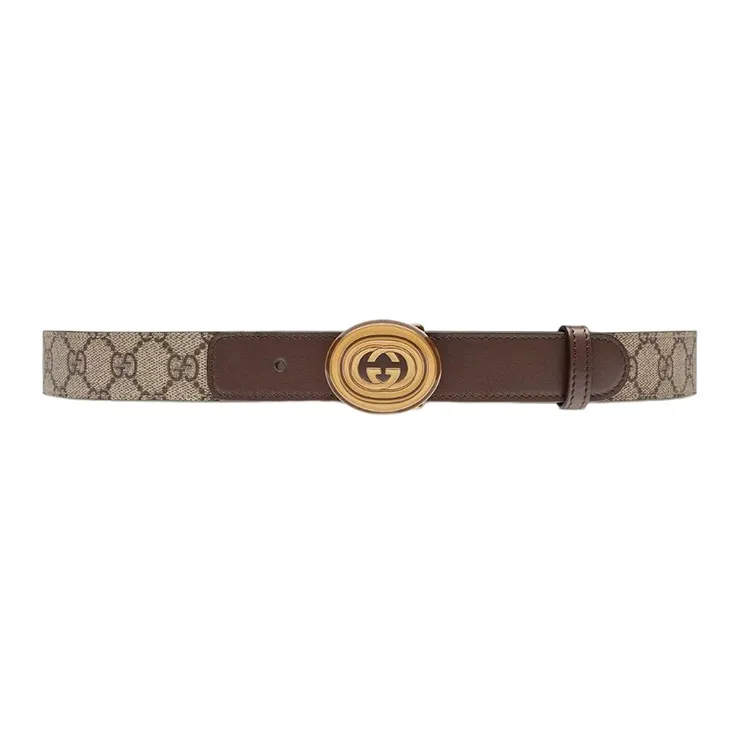 GUCCI Fashion Smooth Buckle Leather Belts Unisex Light Umber Width 3CM