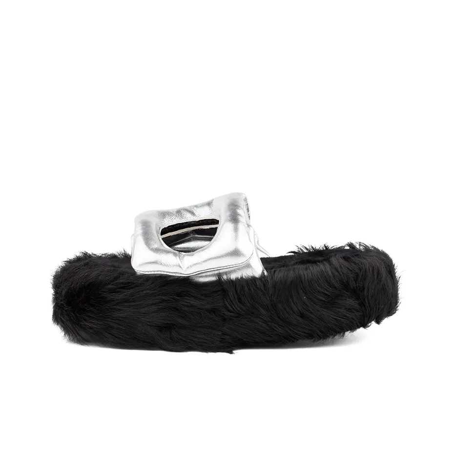 LAST LAZY Rubber Sole Slide Slippers Unisex Silver