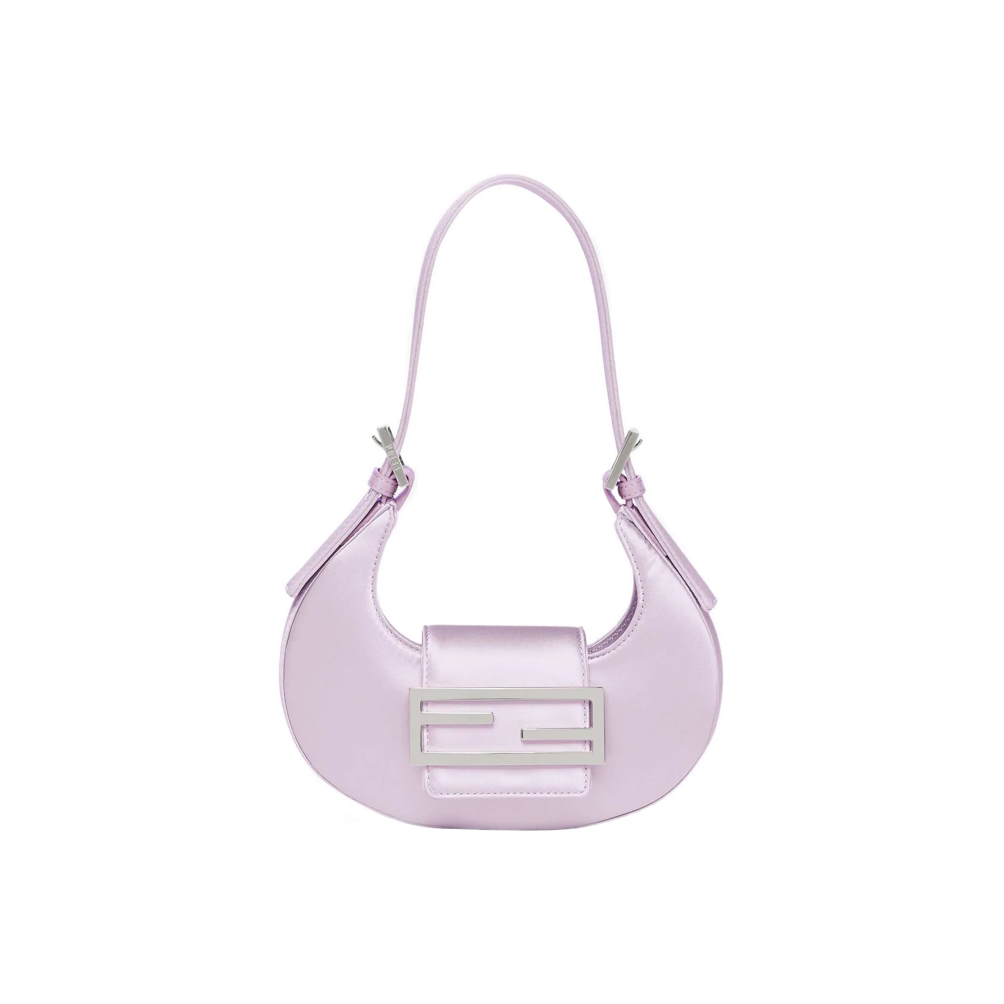 FENDI Cookie Satin Fabric With Sheepskin Crescent Bag Handbag Shoulder Bag Women's Purple