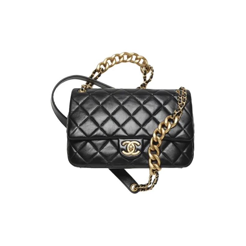 CHANEL 22P Lambskin Flap Bag, Chain Bag, Crossbody Bag, Shoulder Bag Trumpets Women's Black