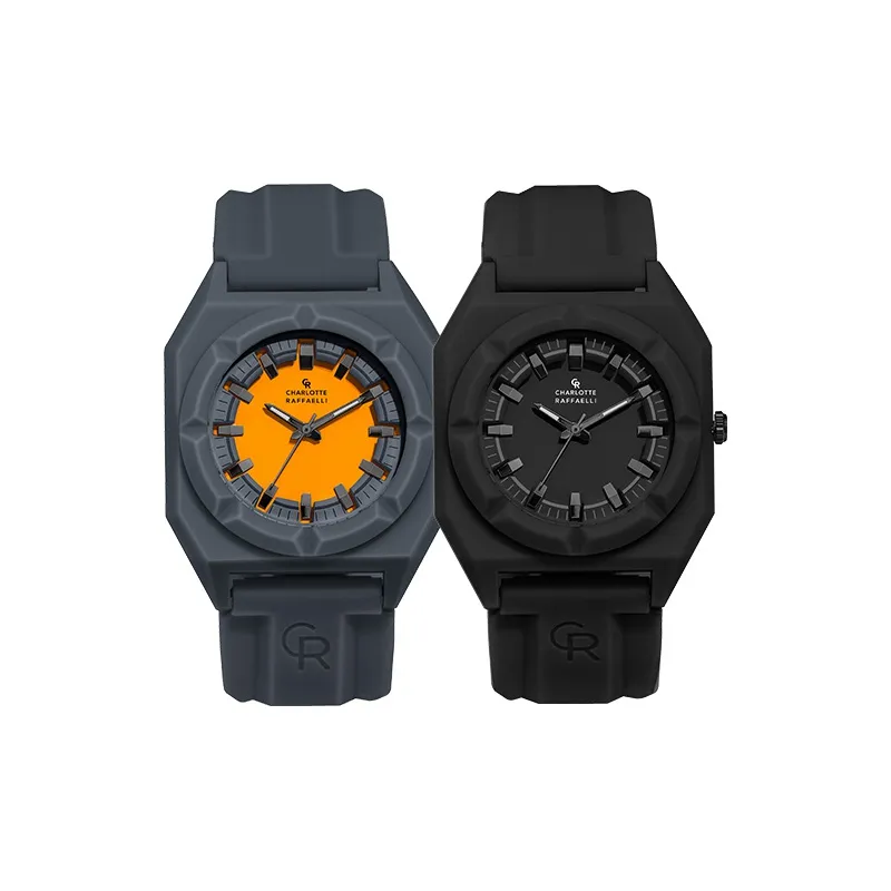 CHARLOTTE RAFFAELLI Кварцевый механизм Унисекс Серия Octagonal Часы 40мм*40мм*12мм Апельсин