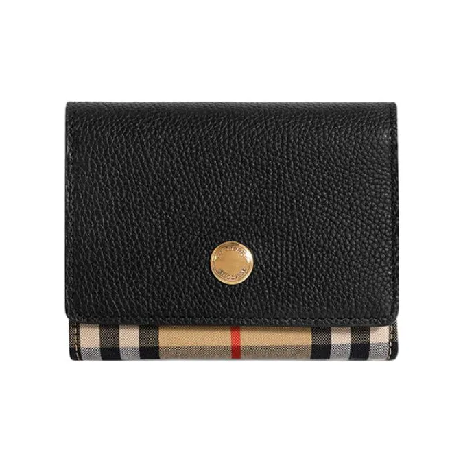 Burberry Cow Leather Wallet Coin Purse Wallet Women's Multicolor Plaid/Black