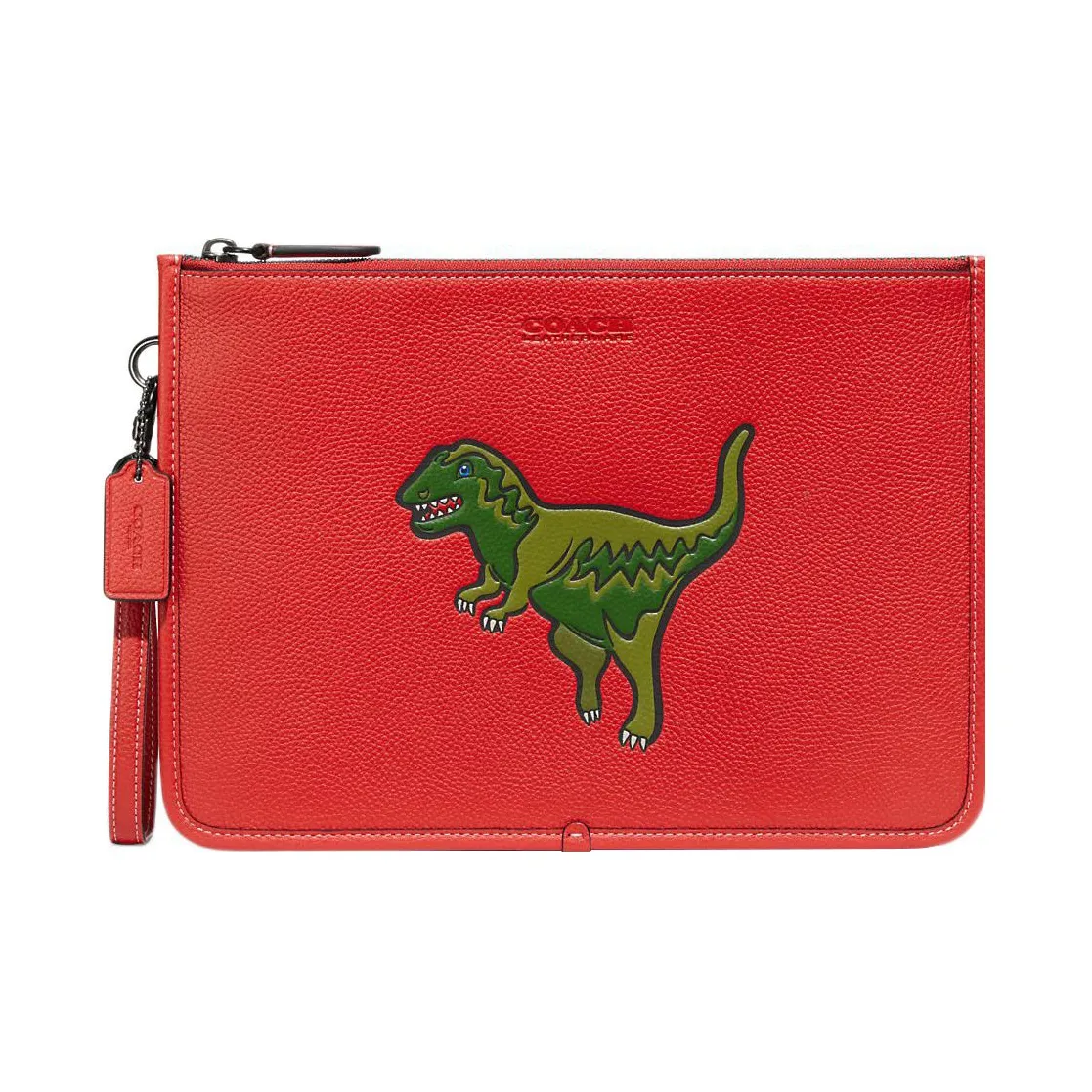 COACH Pouch Мягкий Полированный Пудра Кожа Запястье Сумка Клатч Большой Женский Красный