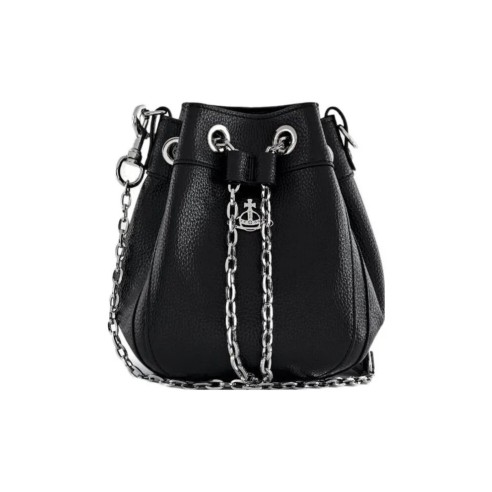 Vivienne Westwood ПУ (полиуретан) Переработанный полиуретан Ведрообразная сумка Сумка Сумка через плечо Сумка через плечо Маленькая Женская Черная