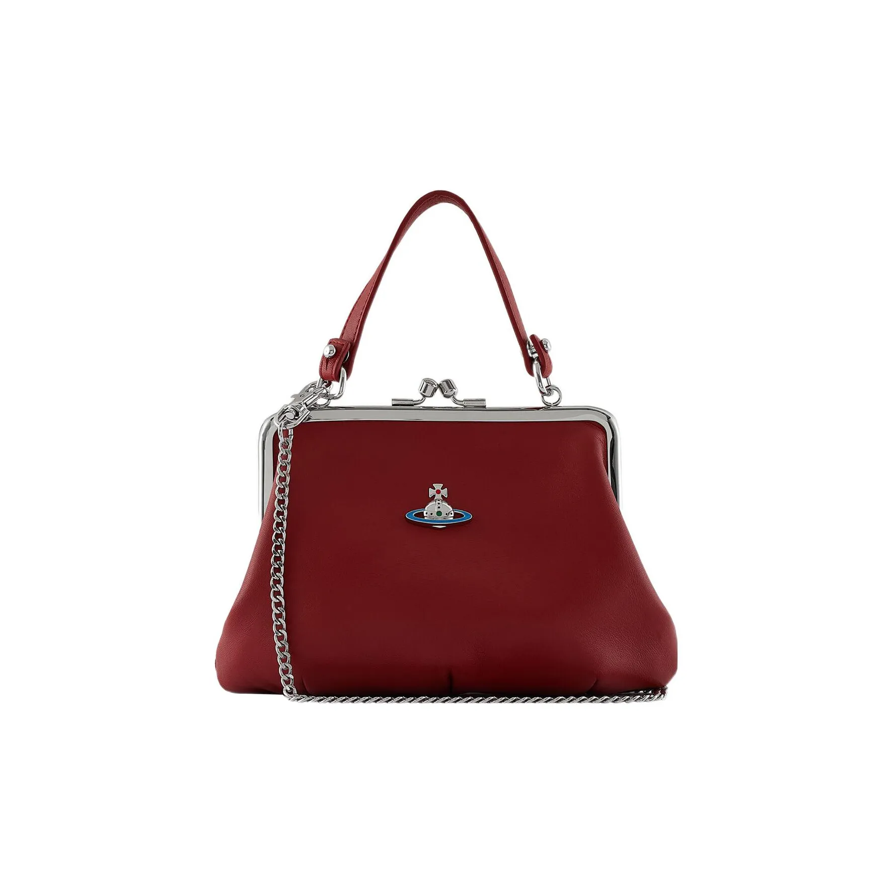 Vivienne Westwood Granny Frame Lambskin Dumpling Bag, Handbag, Shoulder Bag, Crossbody Bag, Wallet Regular Women's Red