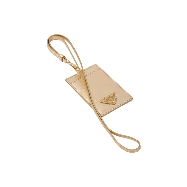 PRADA Leather Card Holder Women's Gold