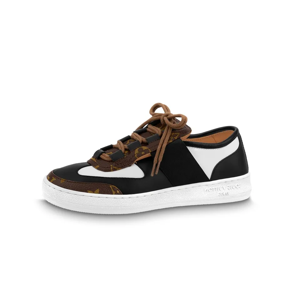 LOUIS VUITTON Low Top Stylish Skateboarding Shoes Women's Black White Brown