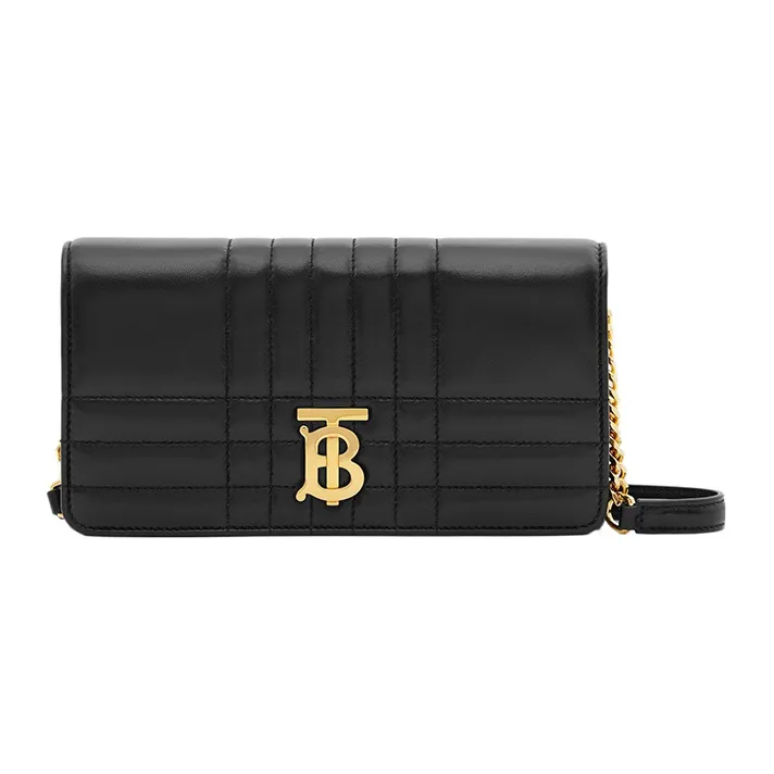 Burberry Lola Bag Lambskin Shoulder Bag, Crossbody Bag, Chain Wallet Regular Women's Black