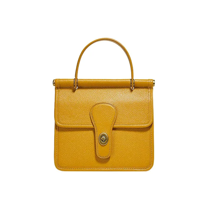 COACH Willis Pebbled Leather Handbag Shoulder Bag Crossbody Bag Small Size Women's Yellow