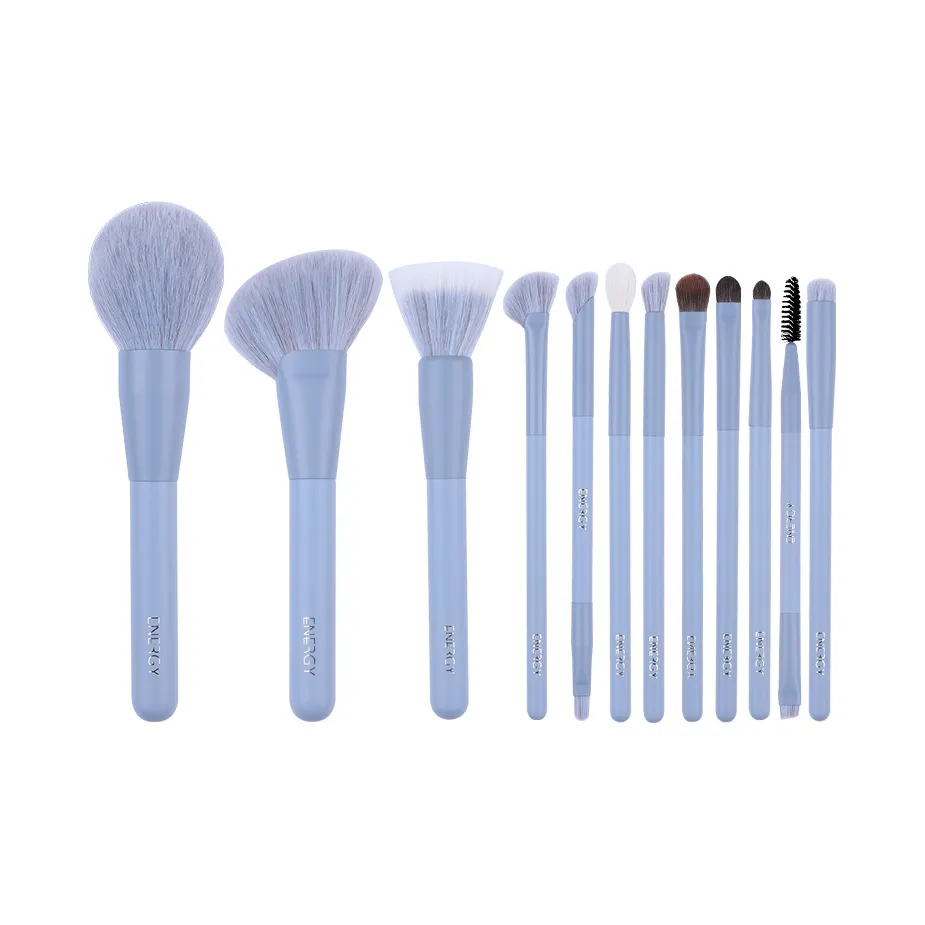 Энергия Светло-Синий Набор Кистей для Макияжа Мягкий Дружественный к Коже 12 шт