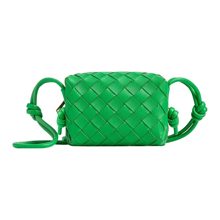 Bottega Veneta LOOP Sheepskin Leather Patchwork Camera Bag, Shoulder Bag, Crossbody Bag Extra Mini Women's Parrot Green