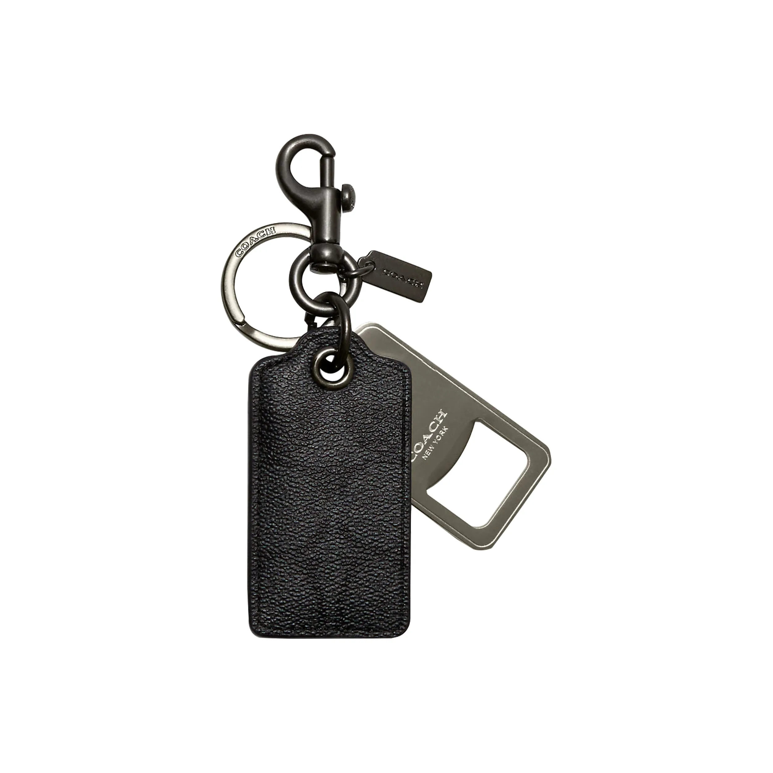 COACH Key Fob Coated Canvas Key Ring Snap Buckle Bag Merch Mini Women's Black
