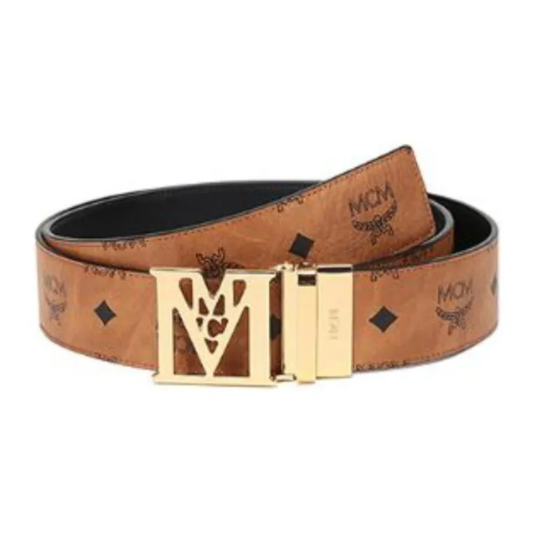 MCM Leather Belts Unisex Cognac Black