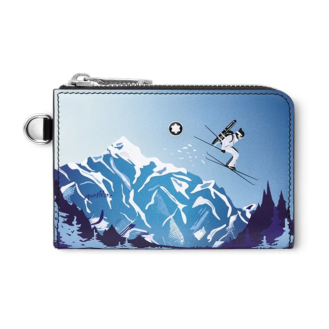 MONTBLANC Холдер для карт из крупнозернистой коровьей кожи кошелек для монет ключи мужской синий