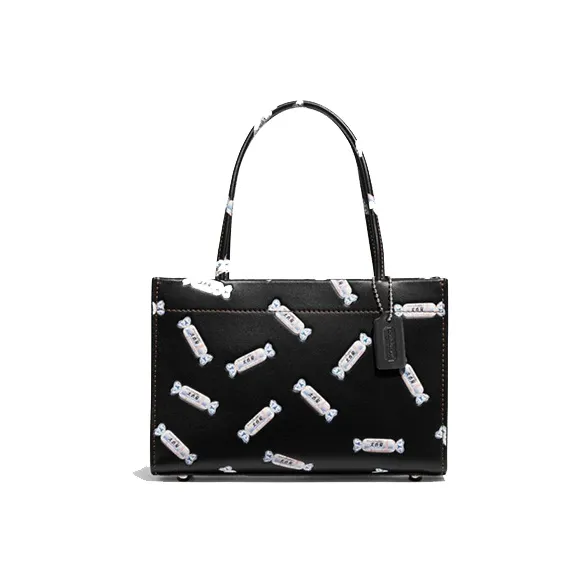 COACH Baymax Rabbit Collaboration Cashin Cow Leather Fabric Shoulder Bag Women's Black