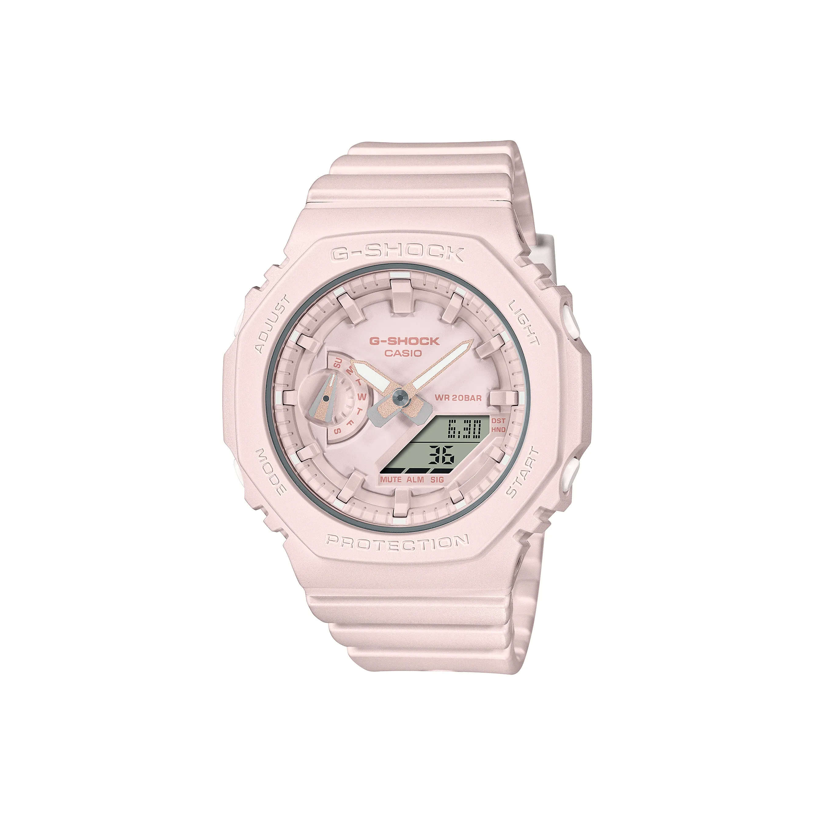 CASIO г Shock Farmhouse Дуб Кварцевый механизм Смола Ремень Часы Женские Розовый Циферблат часов