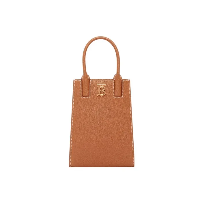 Burberry Frances Calfskin Tote Bag, Shopping Bag, Handbag Mini Women's Warm Chestnut Brown