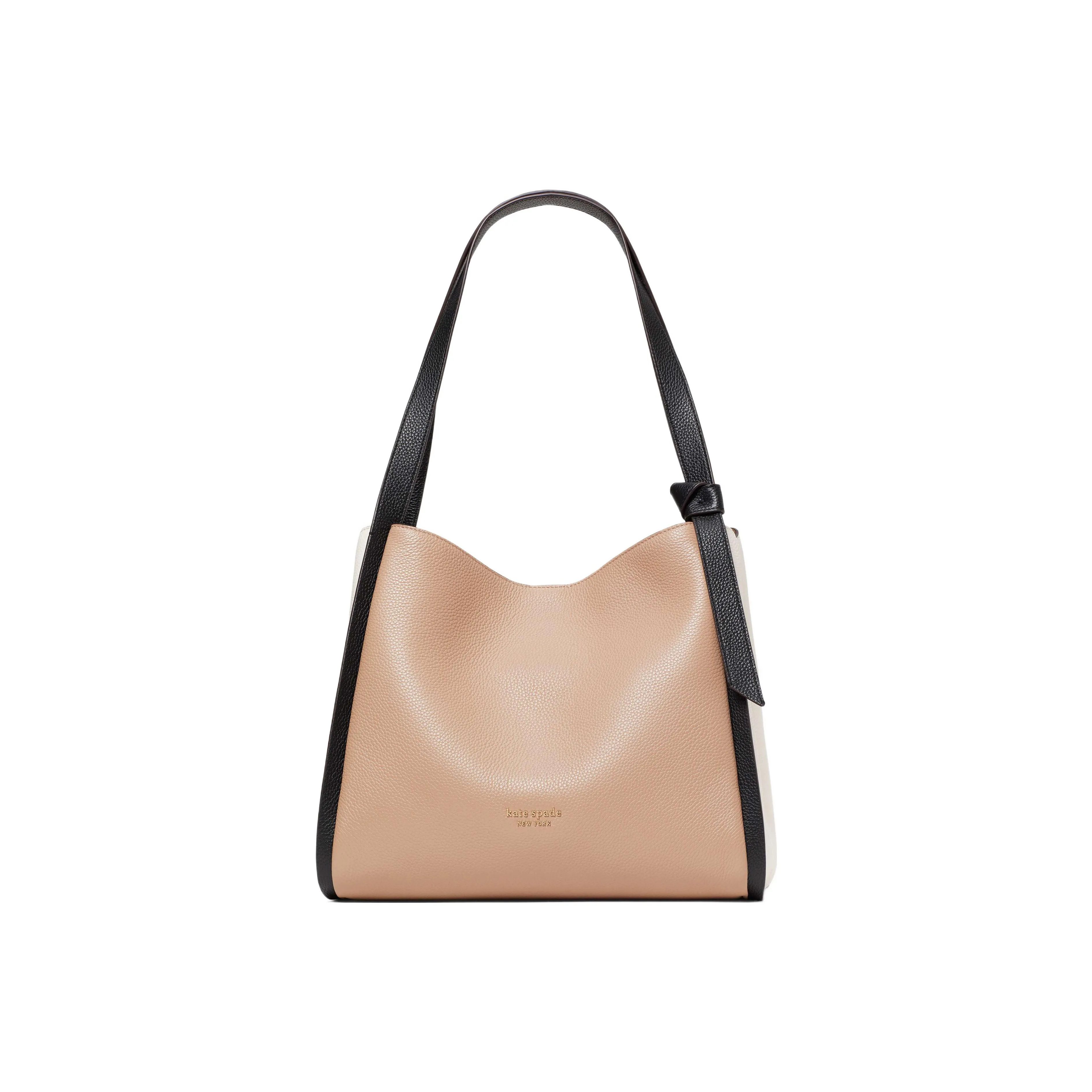 Kate Spade Knott Cow Leather Handbag, Shoulder Bag Tubas Women's Warm Beige & Black