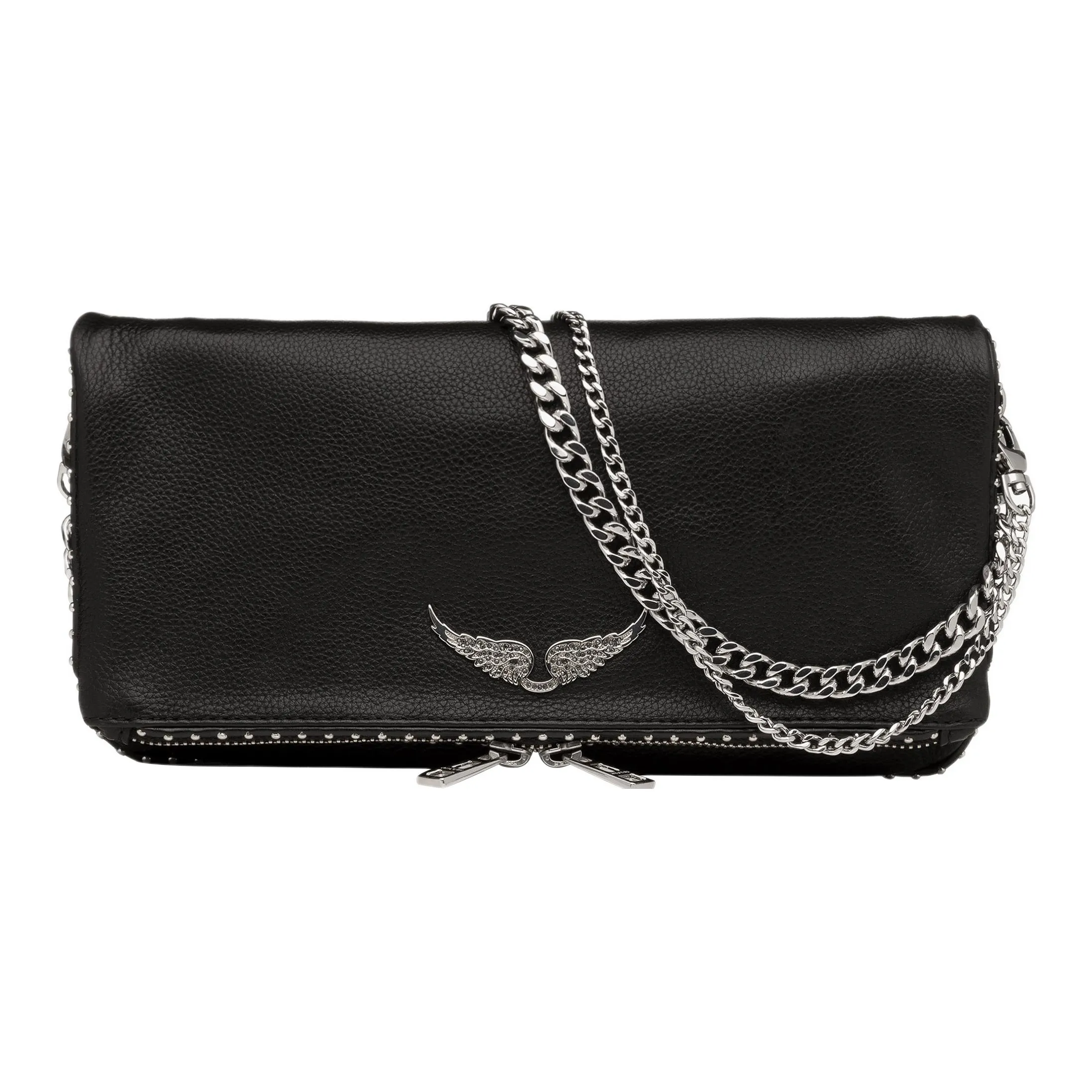 Zadig & Voltaire Cow Leather Handheld Crossbody Bag, Shoulder Bag Regular Women's Black