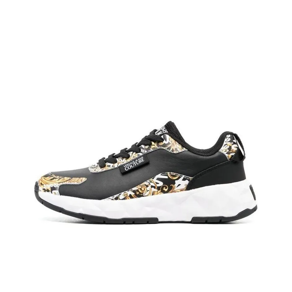 VERSACE JEANS Versace Slip Resistant Low Top Sports Casual Shoes Women's Black Yellow