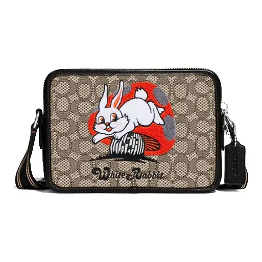 COACH Cow Leather Camera Bag, Shoulder Bag Unisex Khaki