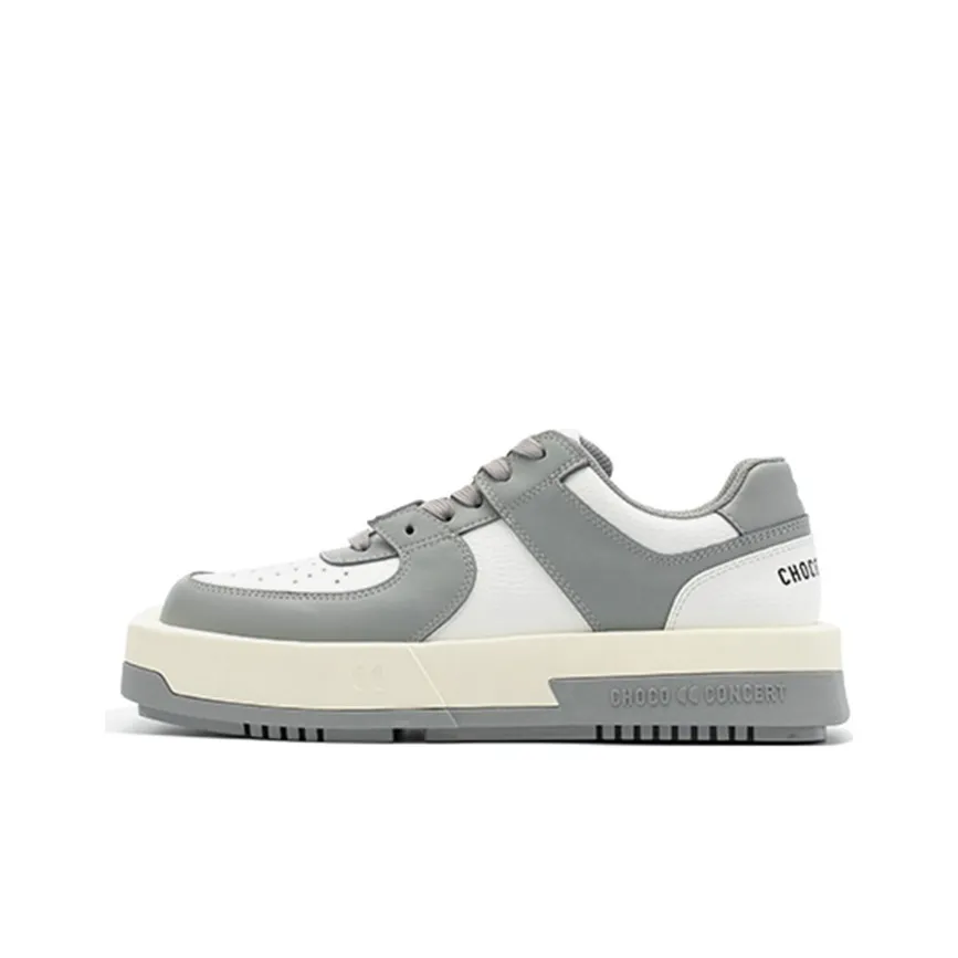 CHOCO CONCERT Cow Leather Round And Square Asymmetrical Sneaker Stylish Skateboarding Shoes Unisex Gray