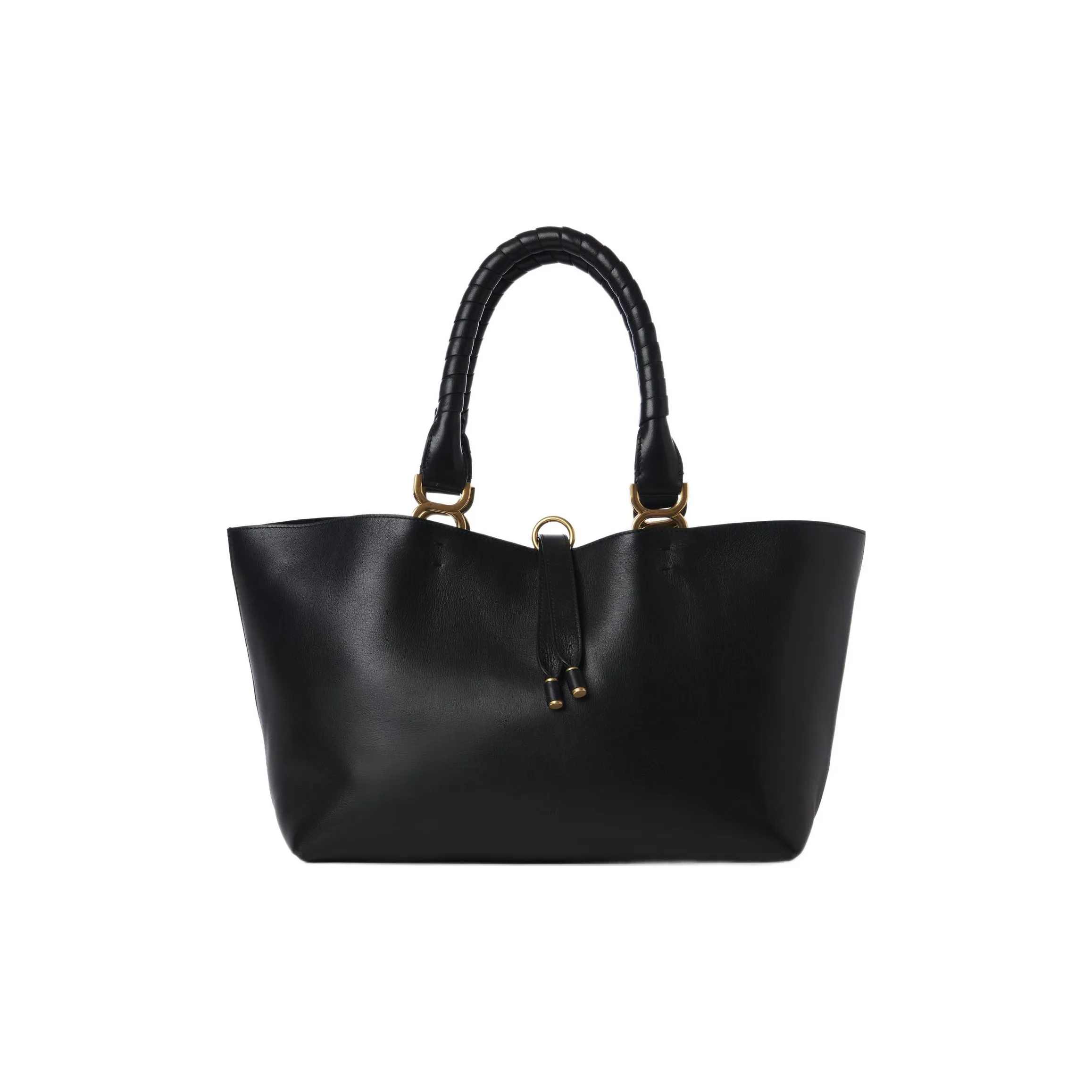 Chloe Marcie Smooth Finish Grained Calfskin horrible Bag Shopping Bag Shoulder Bag Handbag Small Size Women's Black