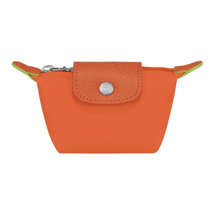 LONGCHAMP Le Pliage Green Переработанный Холст Клатч Монета Кошелек Женский Оранжевый