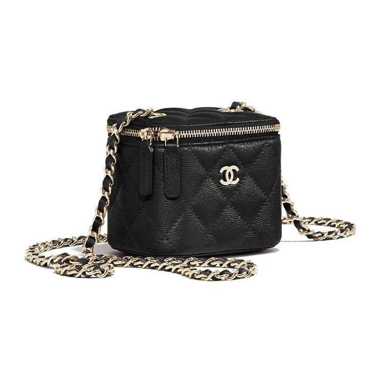 CHANEL Grained Embossed Cow Leather Box Bag Crossbody Bag Shoulder Bag Mini Women's Black