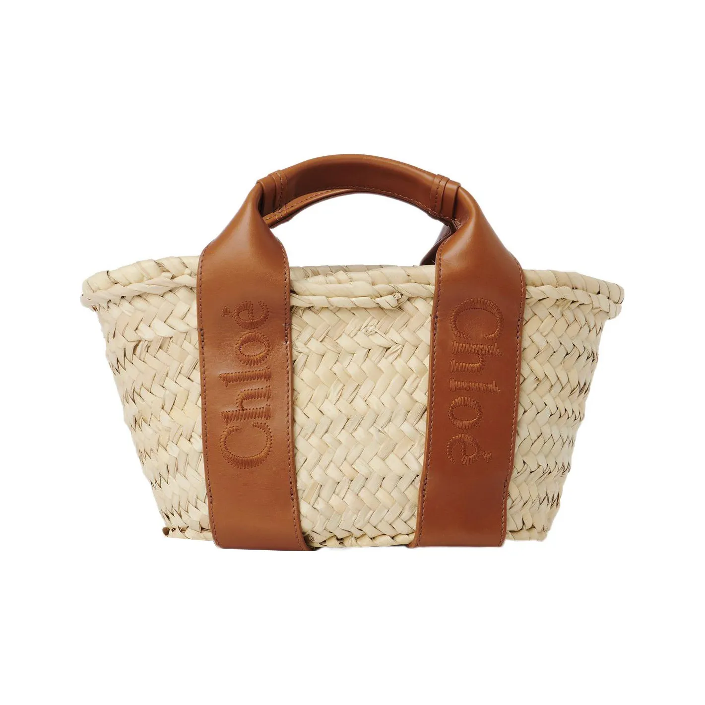 Chloe Raffia With Smooth Calfskin Shoulder Bag, Crossbody Bag, Handbag Trumpets Women's Brown