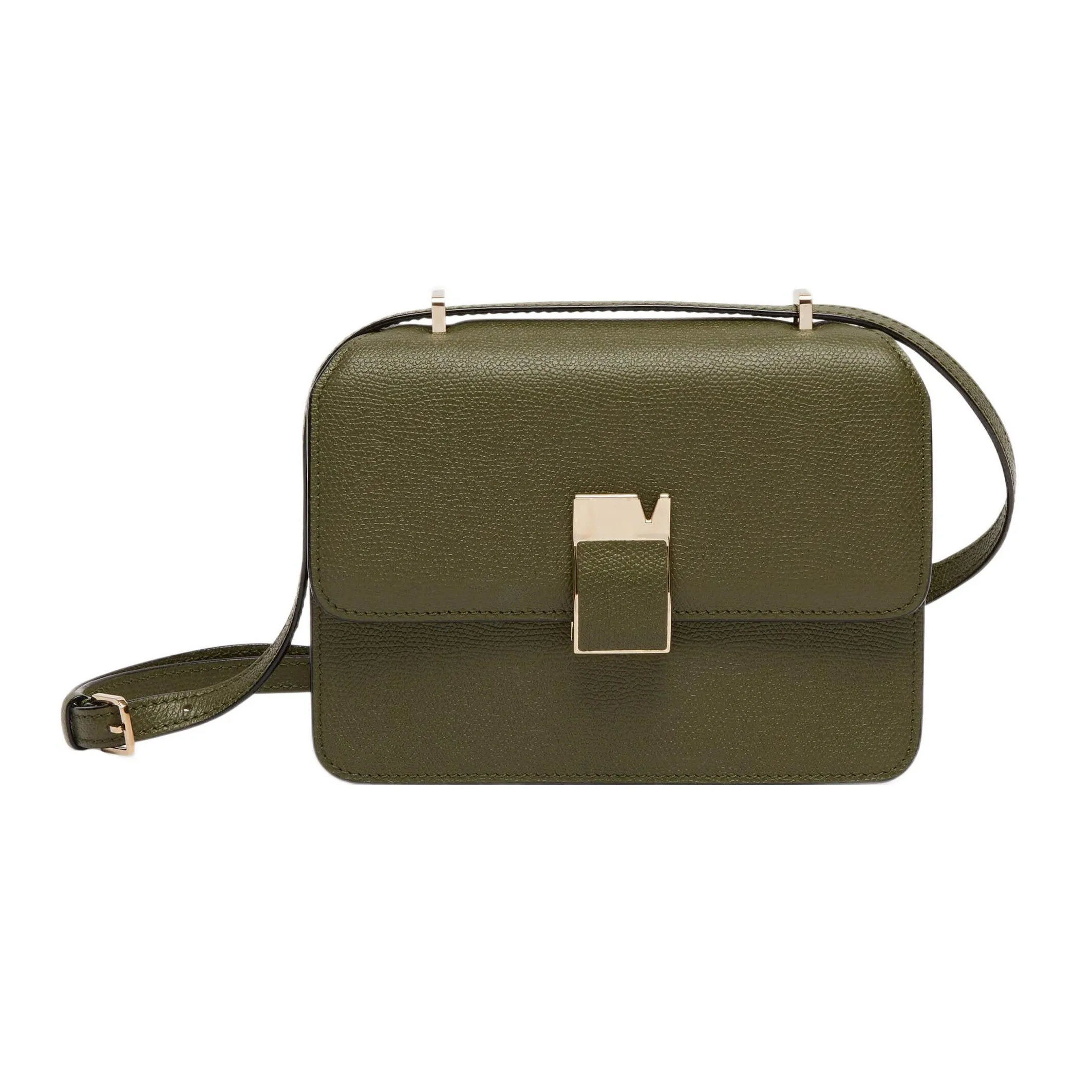 Valextra Calfskin Shoulder Bag, Crossbody Bag Mini Women's Army Green