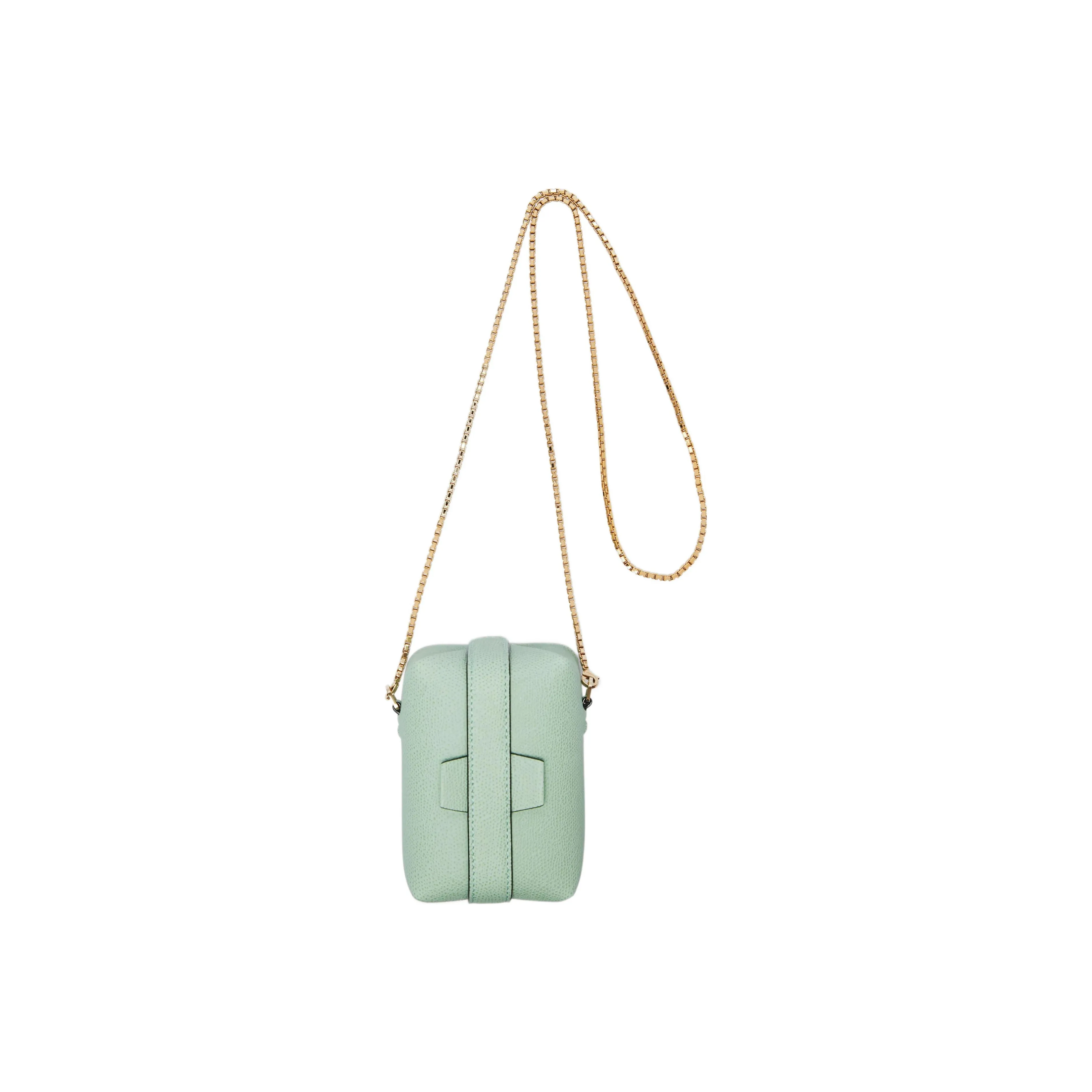 Valextra Tric Trac Calfskin Box Bag, Handbag, Shoulder Bag, Crossbody Bag Extra Mini Women's Green