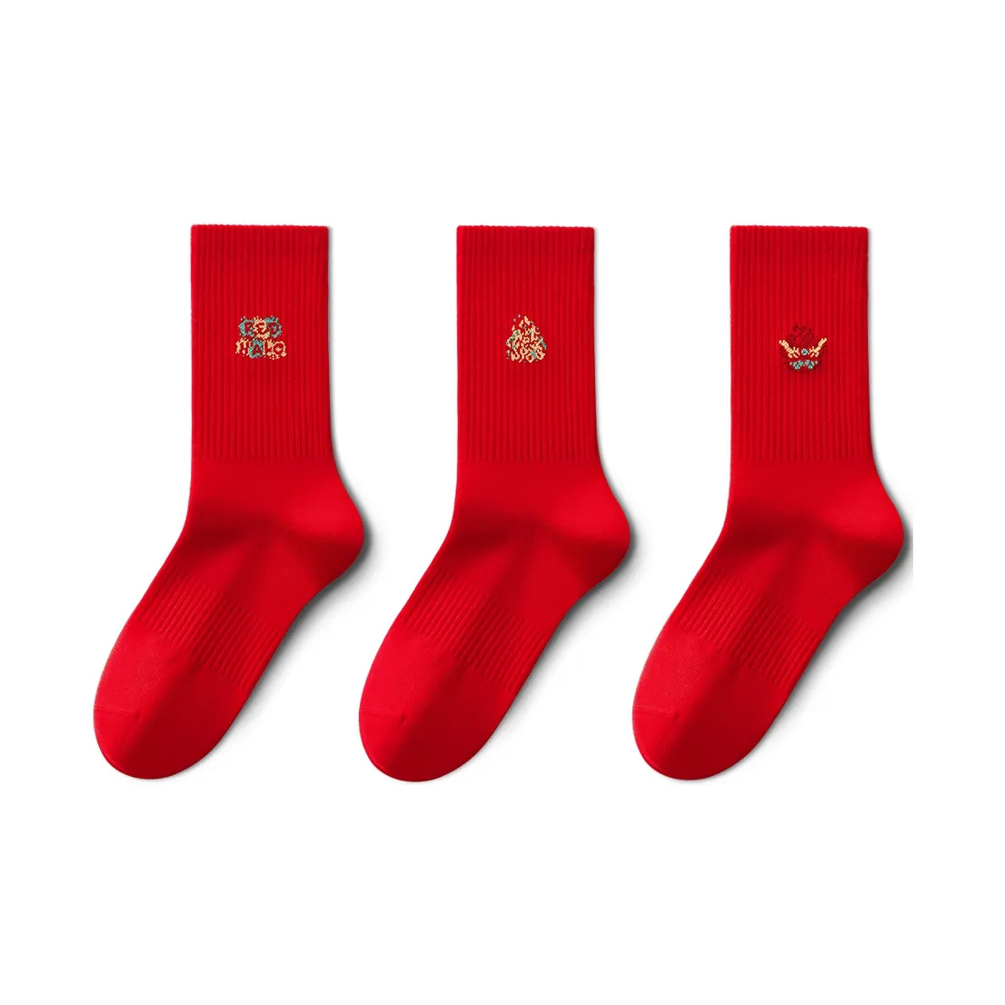 Mast Point Jacquard Lace Trim Zodiac Year Warm Moisture Wicking Home Mid Calf Socks Women's 3 Pack