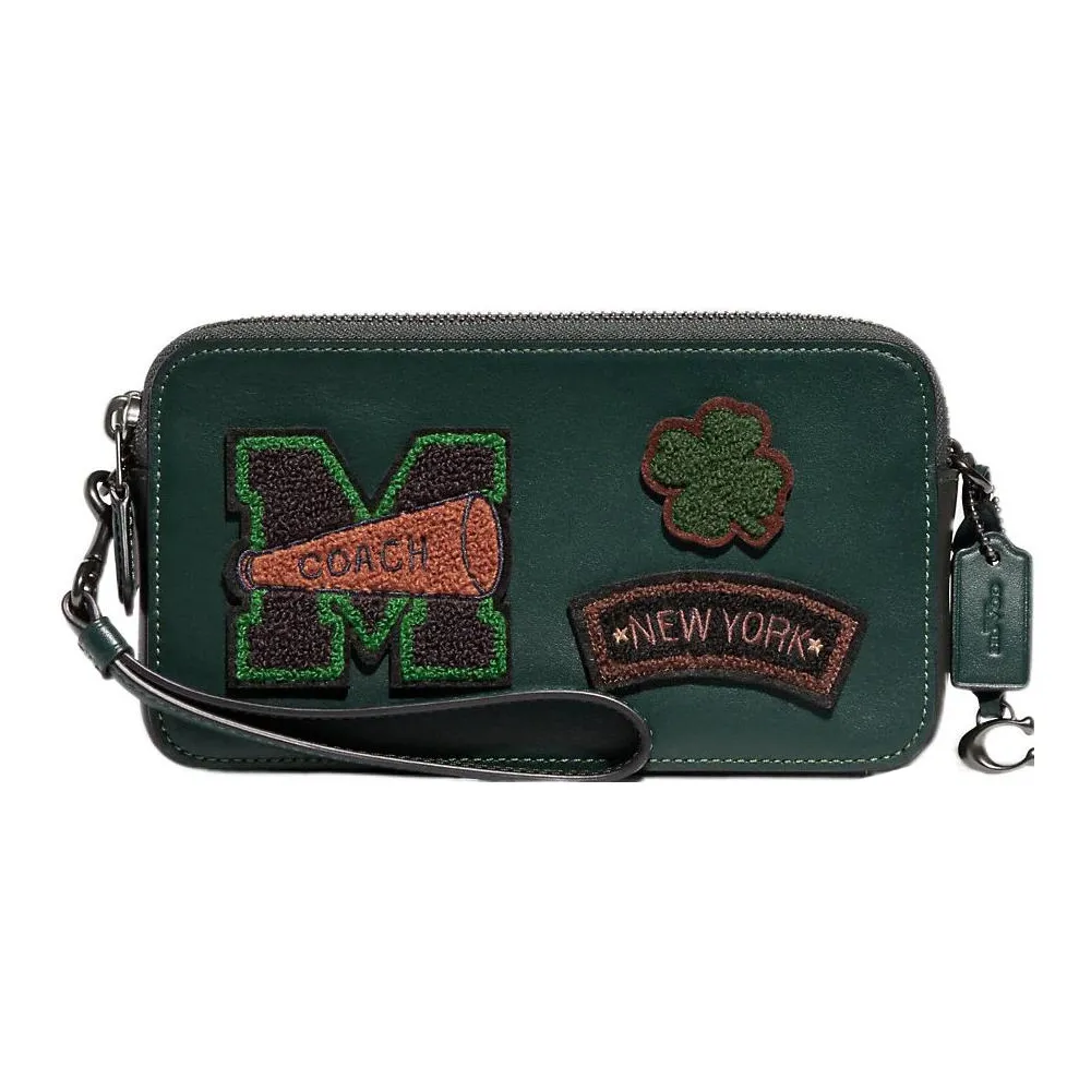 COACH Kira Glove Tanning Small Square Bag Shoulder Bag, Crossbody Bag Trumpets Women's Dark Green