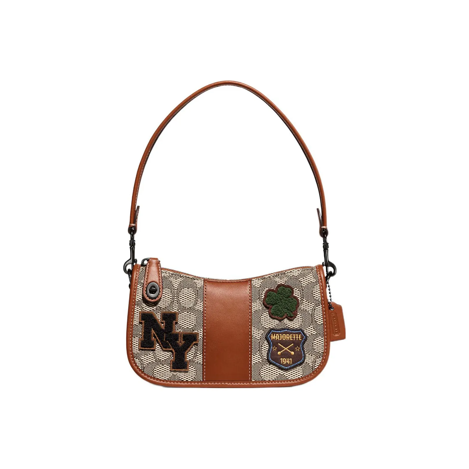 COACH Swinger Жаккардовая ткань с дубленой кожей сумка через плечо женская янтарный