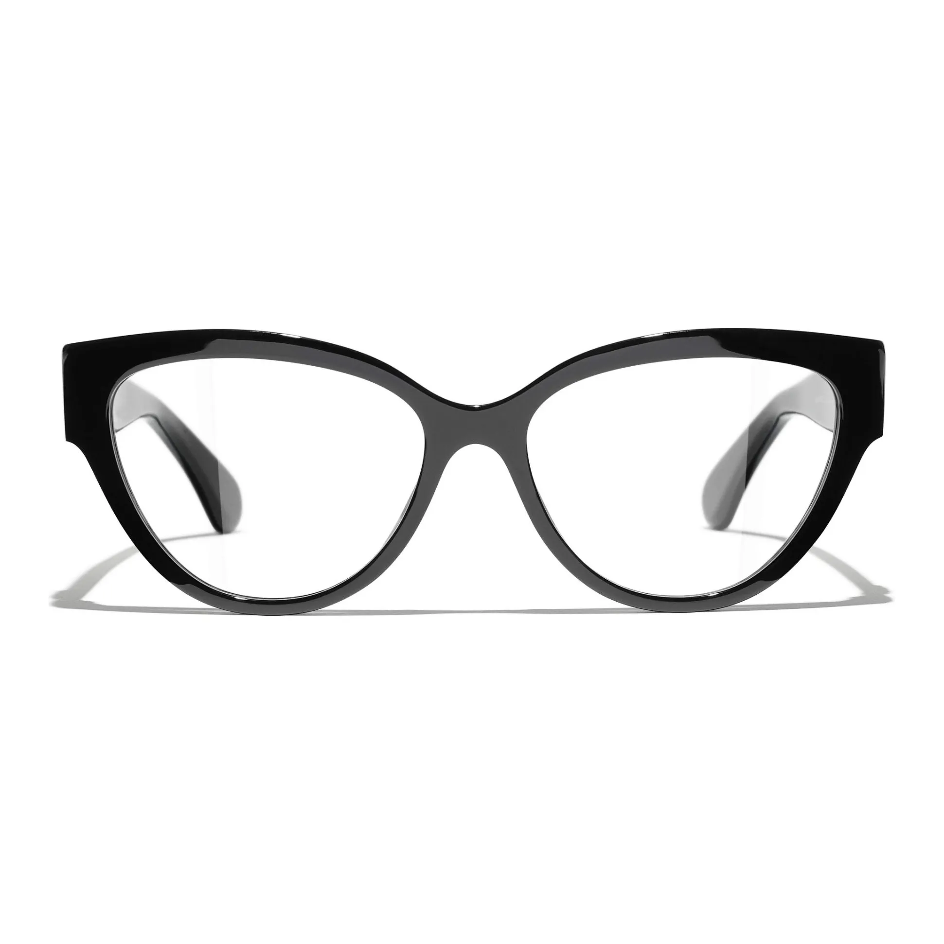 CHANEL Plate Frame Cat Eye Eyeglass Frames Women's Black
