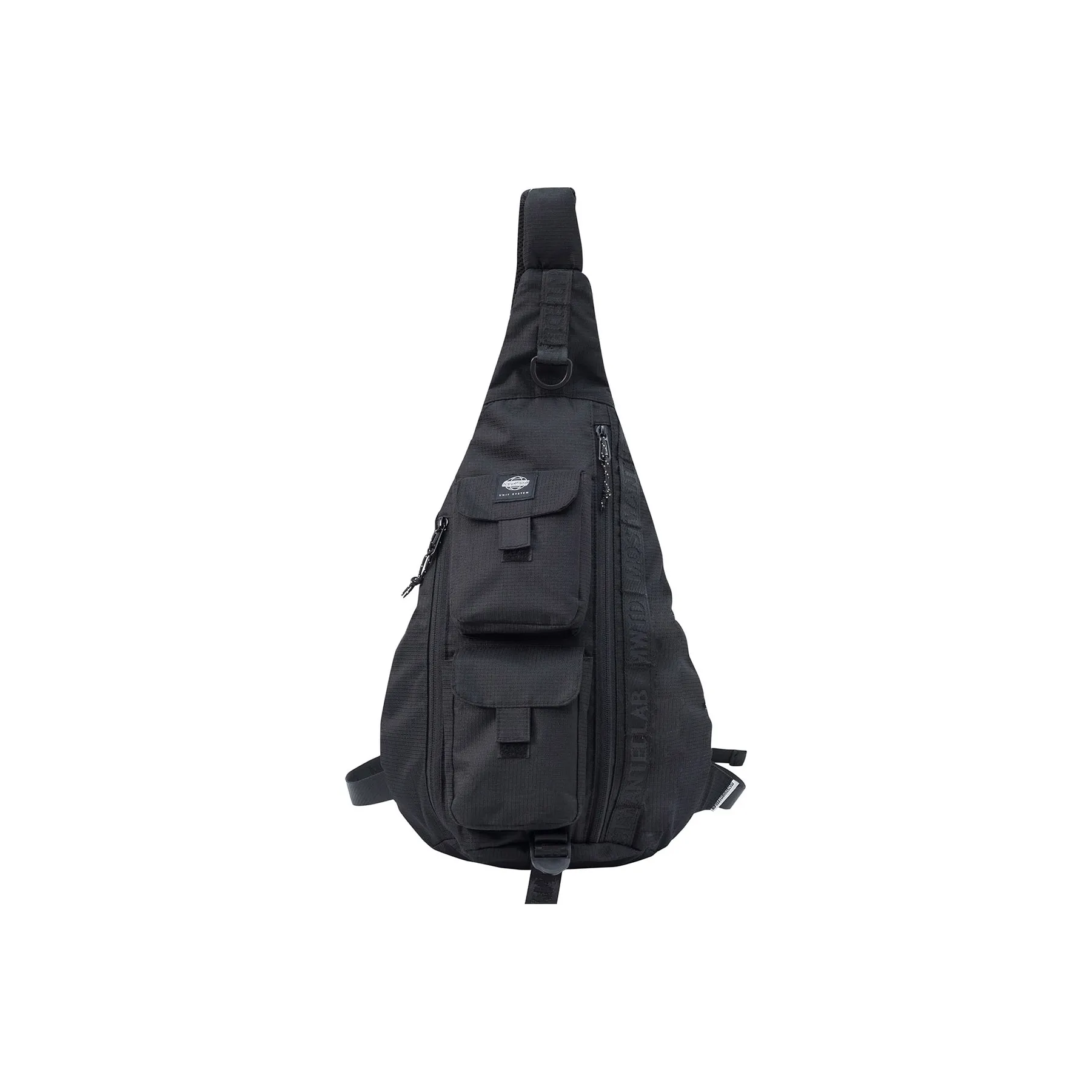 MostwantedLab Polyester Waterdrop Shaped Bag, Crossbody Bag, Sling Bag Large Size Unisex Black/Ecru