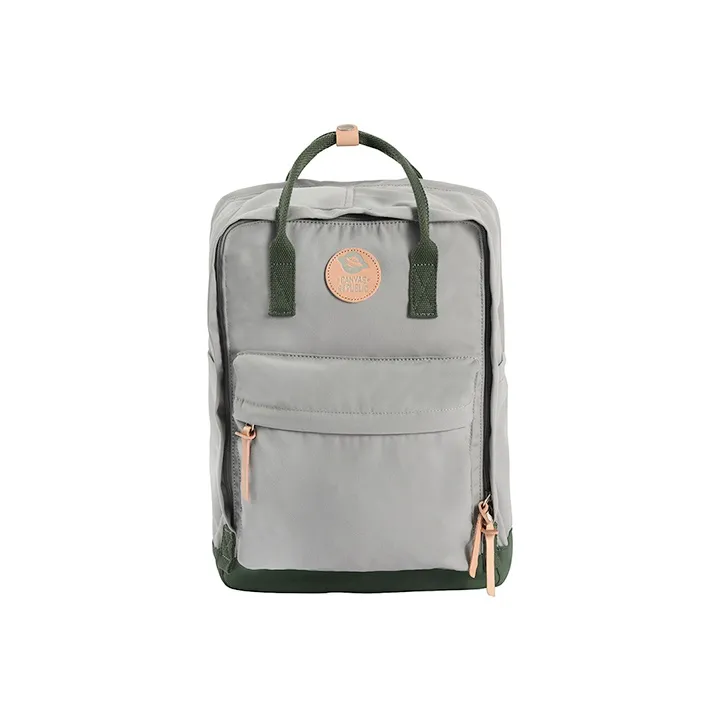 CANVAS REPUBLIC Canvas Laptop Bag Backpack Tubas Unisex Mist Gray & Ink Green Shoulder Strap
