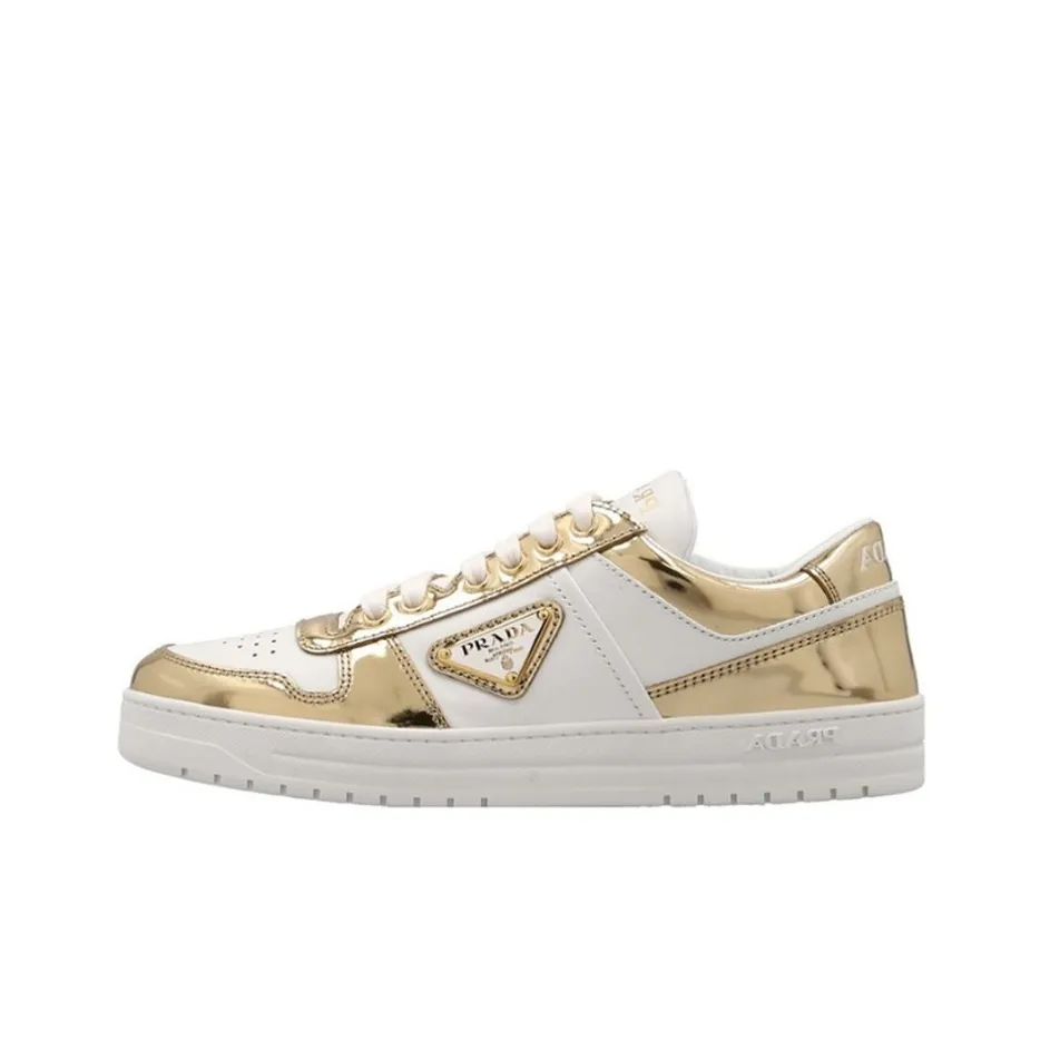 PRADA Skateboard Shoes Women's Low Top White Gold