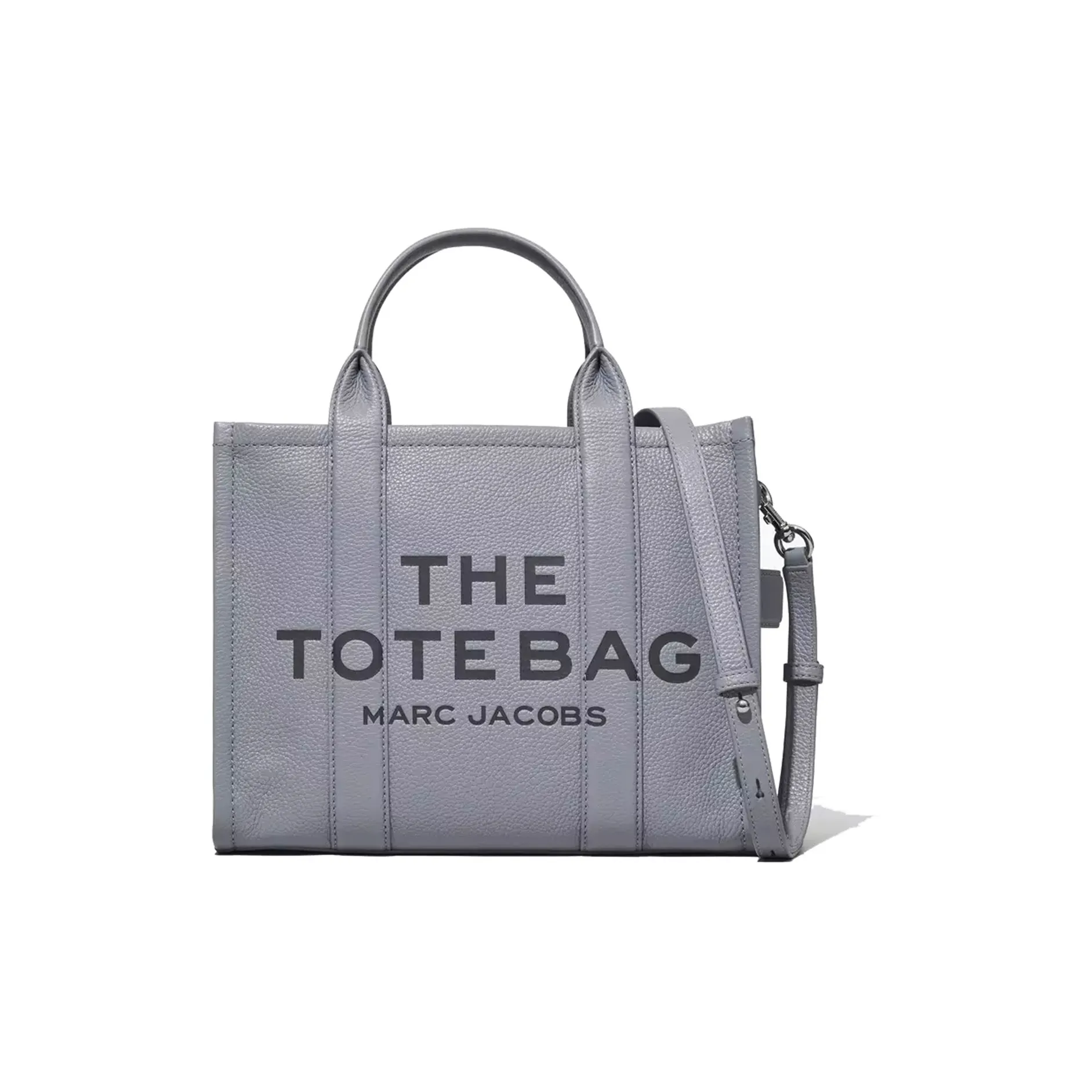 MARC JACOBS Full Grain Leather Tote Bag, Shopping Bag, Shoulder Bag, Crossbody Bag, Handbag Medium Size Women's Gray