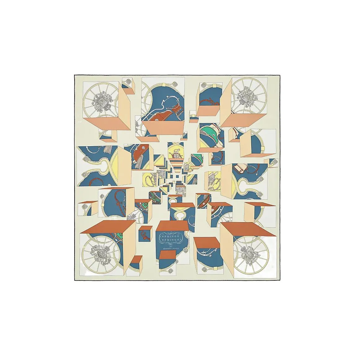 HERMES Carre Silk Scarf Women's Light Yellow