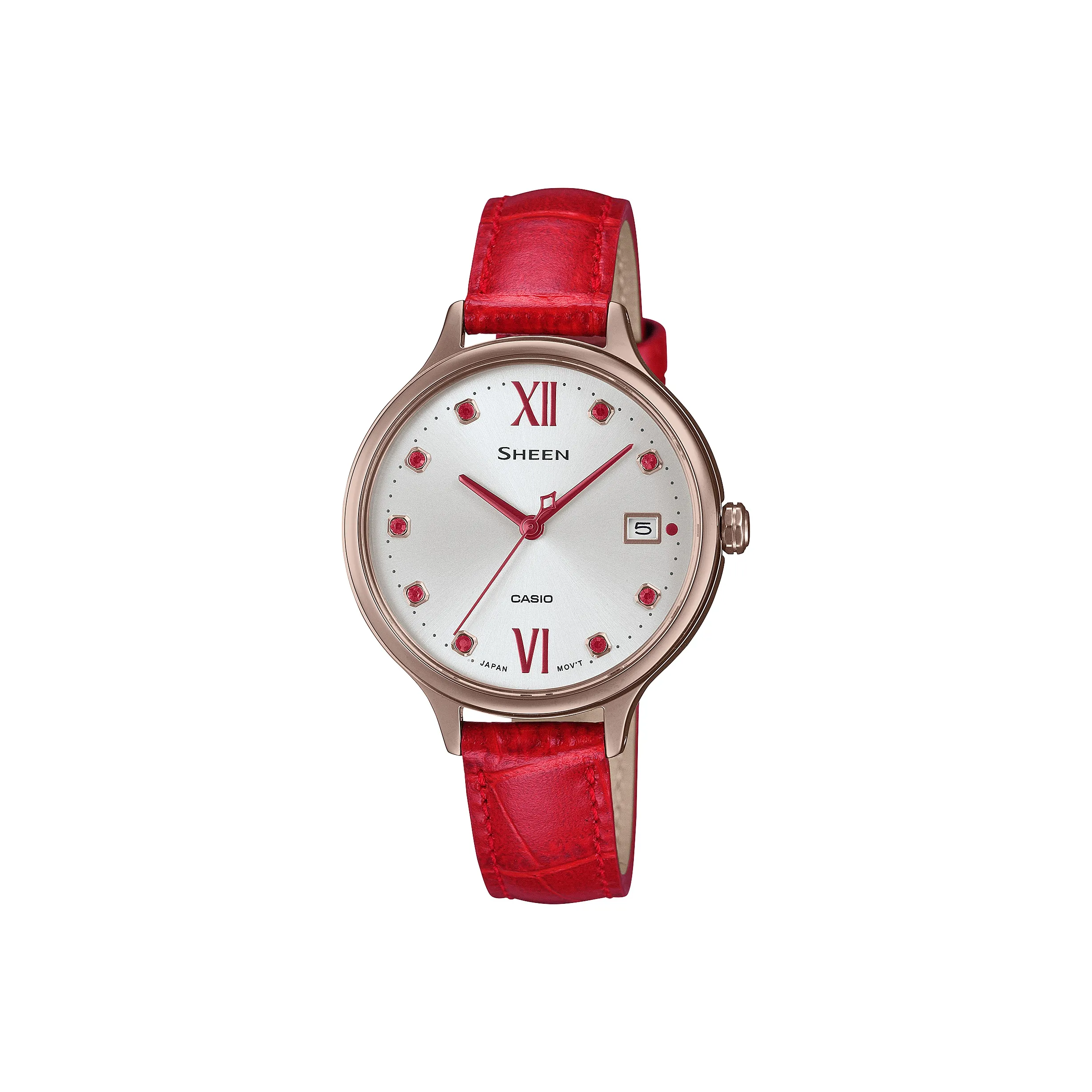 CASIO SHEEN Часы Ограниченная серия Подарочный набор Кварцевый механизм Естественная кожа Ремешок Часы Женские Серебристый циферблат