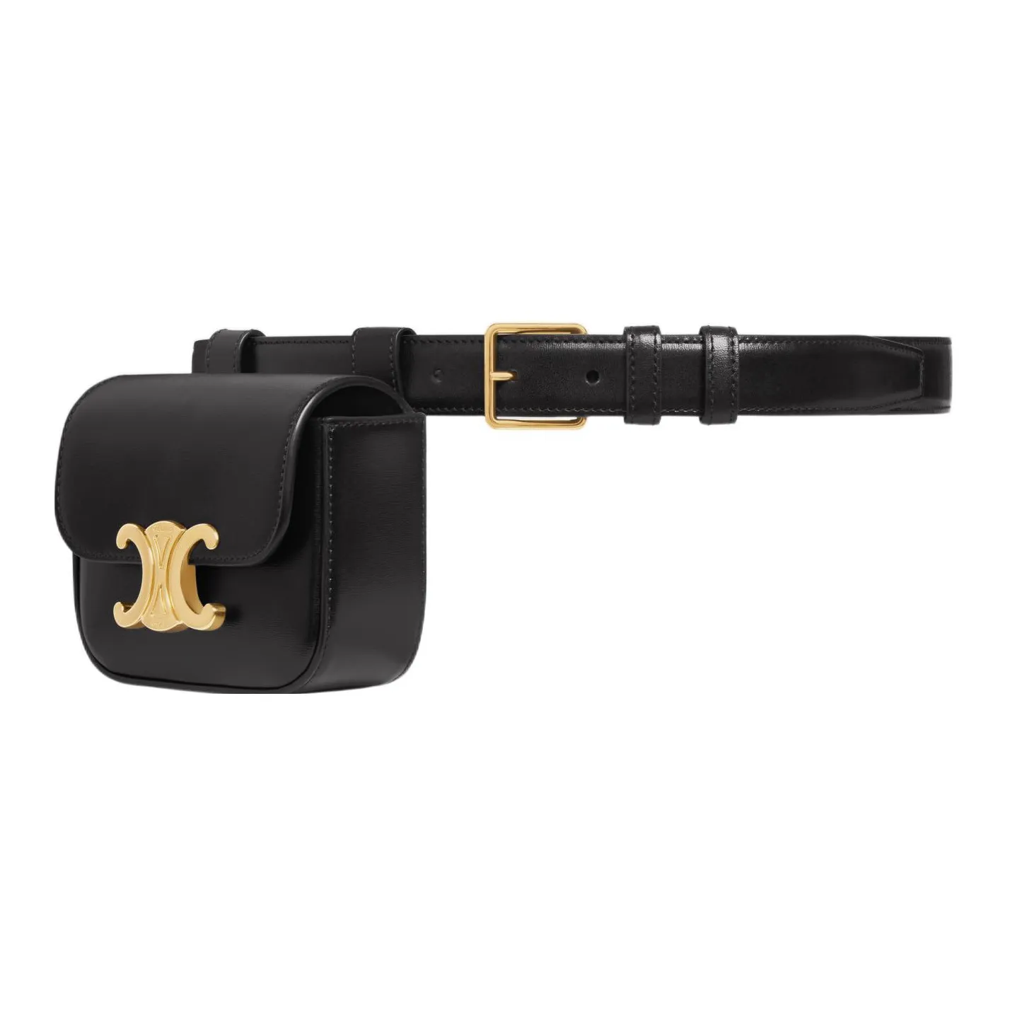 CELINE Triomphe Cow Leather Fanny Pack Mini Women's Black