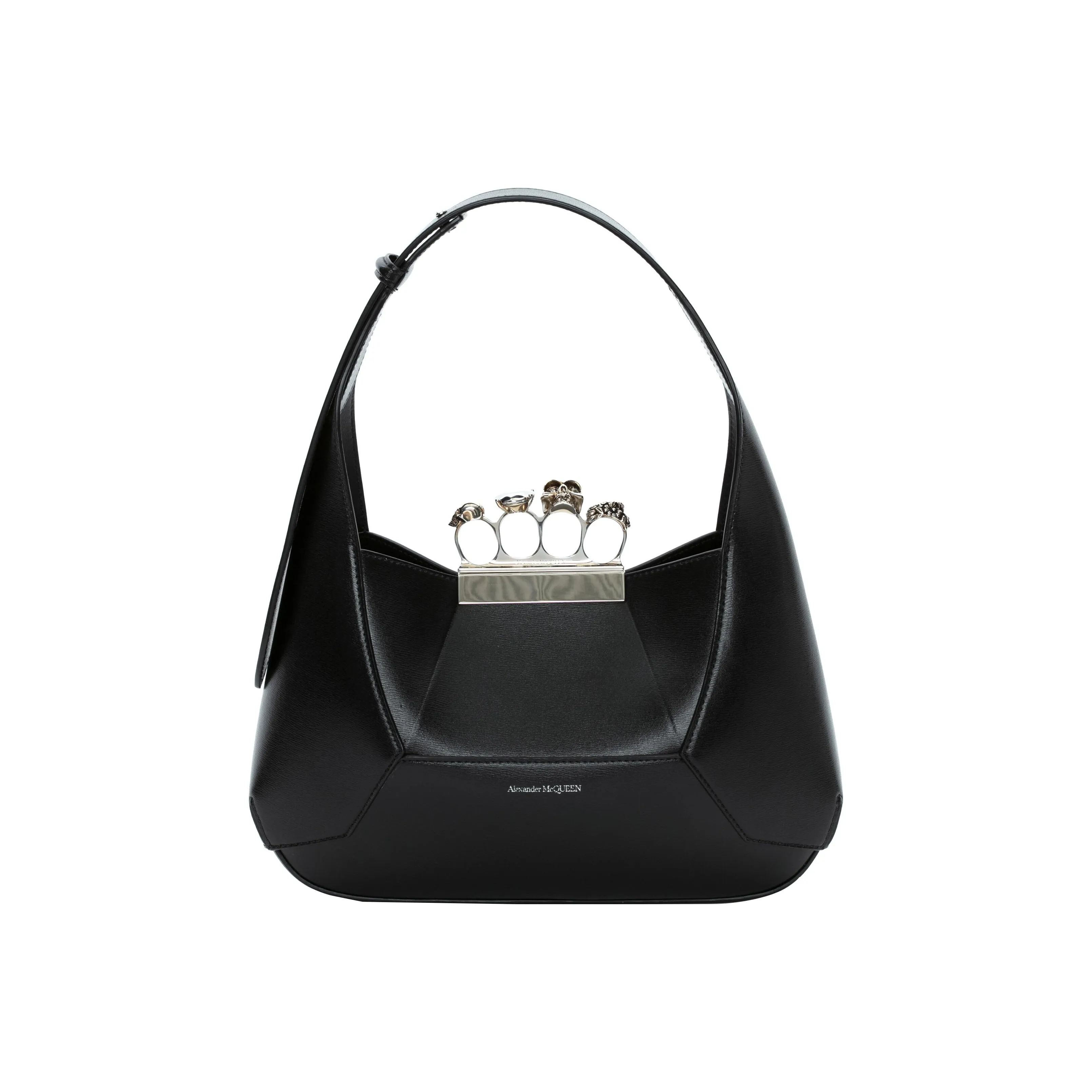 Alexander McQueen Smooth Cow Leather HOBO Bag, Shoulder Handbag Regular Women's Black
