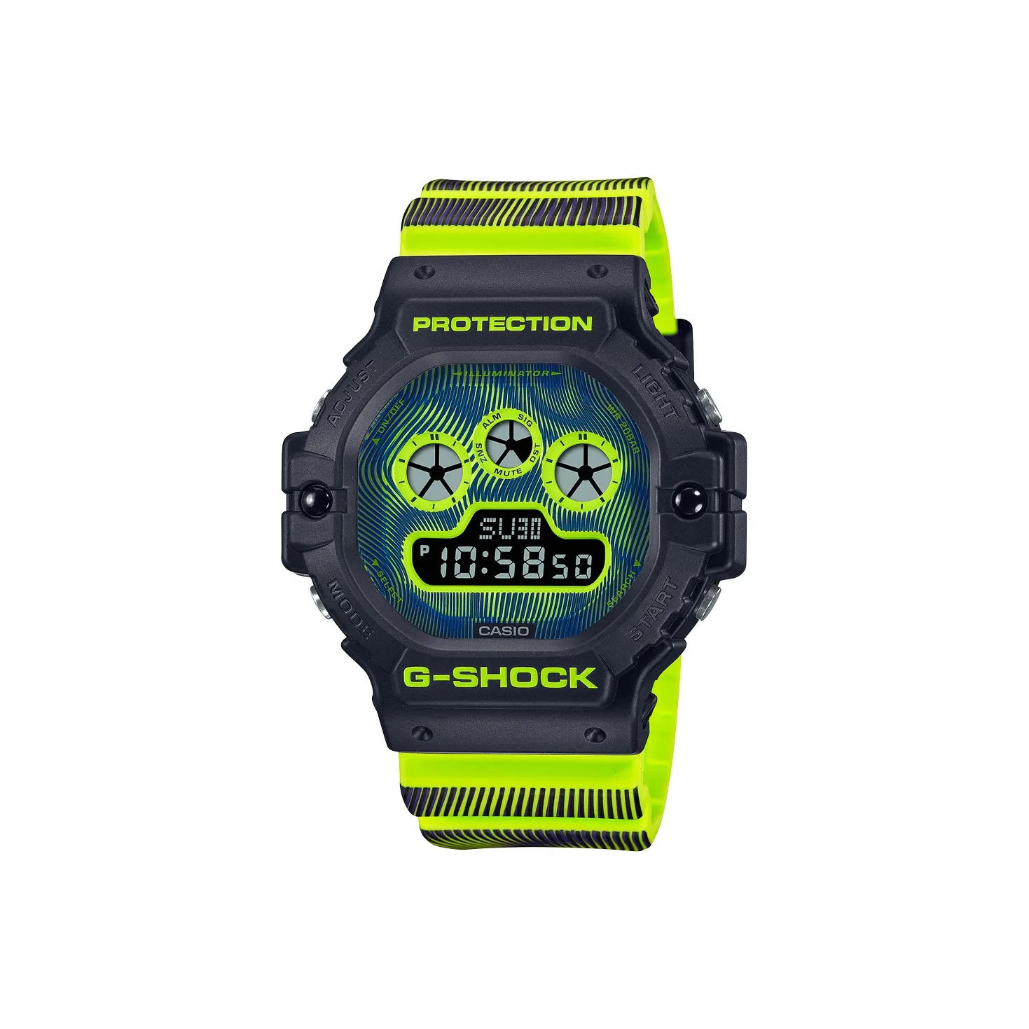 CASIO г Shock Collection Кварцевый механизм Смольный ремешок Часы Мужские Желтый циферблат часов