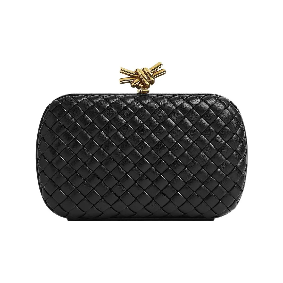 Bottega Veneta KNOT Lambskin Golden Mouth Bag Evening Clutch Bag Women's Black