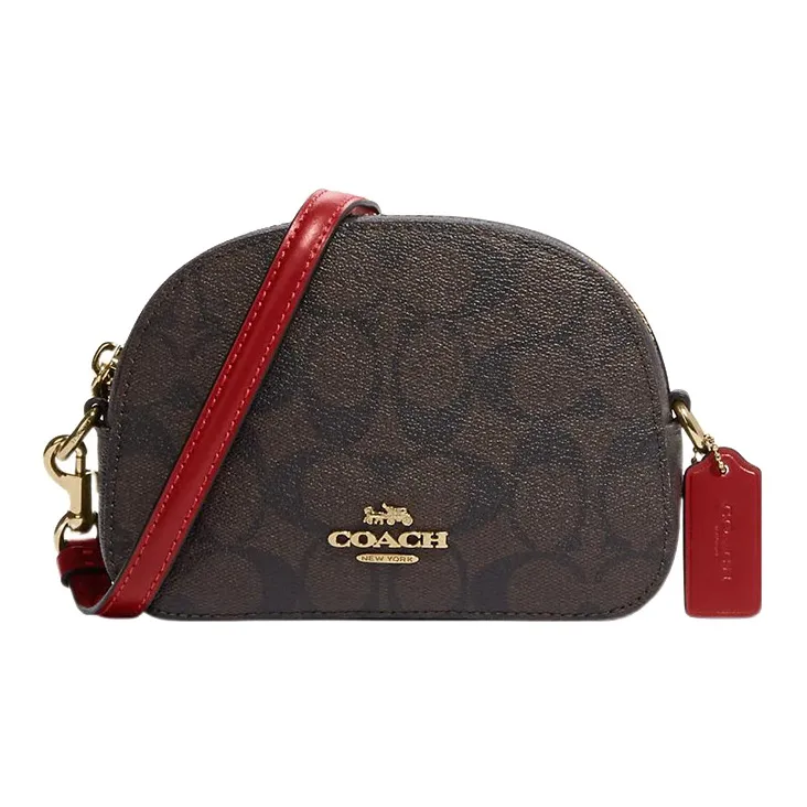 COACH Serena Подпись Холст с Покрытием и Гладкая Кожа Сумка через плечо Сумка на плечо Женская Коричневая