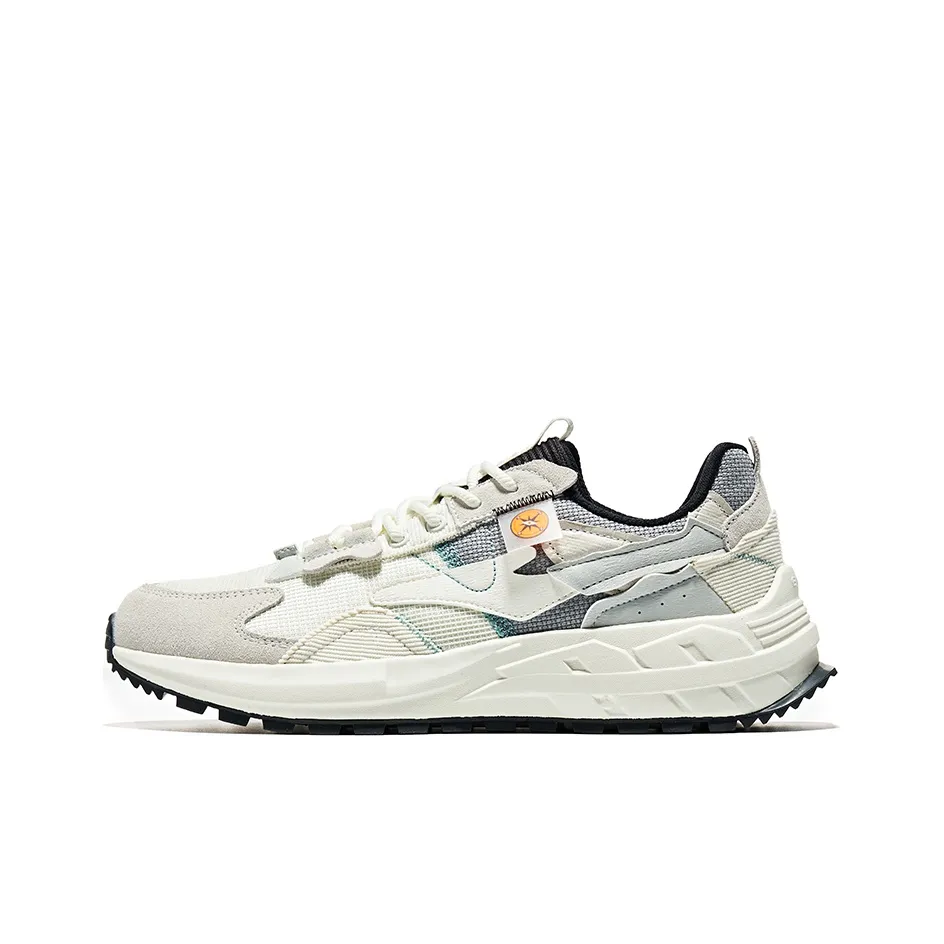 Erke Vibrant Fashionable Comfortable Anti-Slip Wear-Resistant Low-Top Casual Shoes Men's White Gray